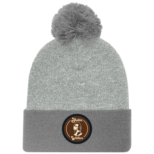 PVC PATCH GREY POM POM BEANIE