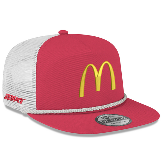 RED MCDONALDS NEW ERA GOLFER TRUCKER HAT