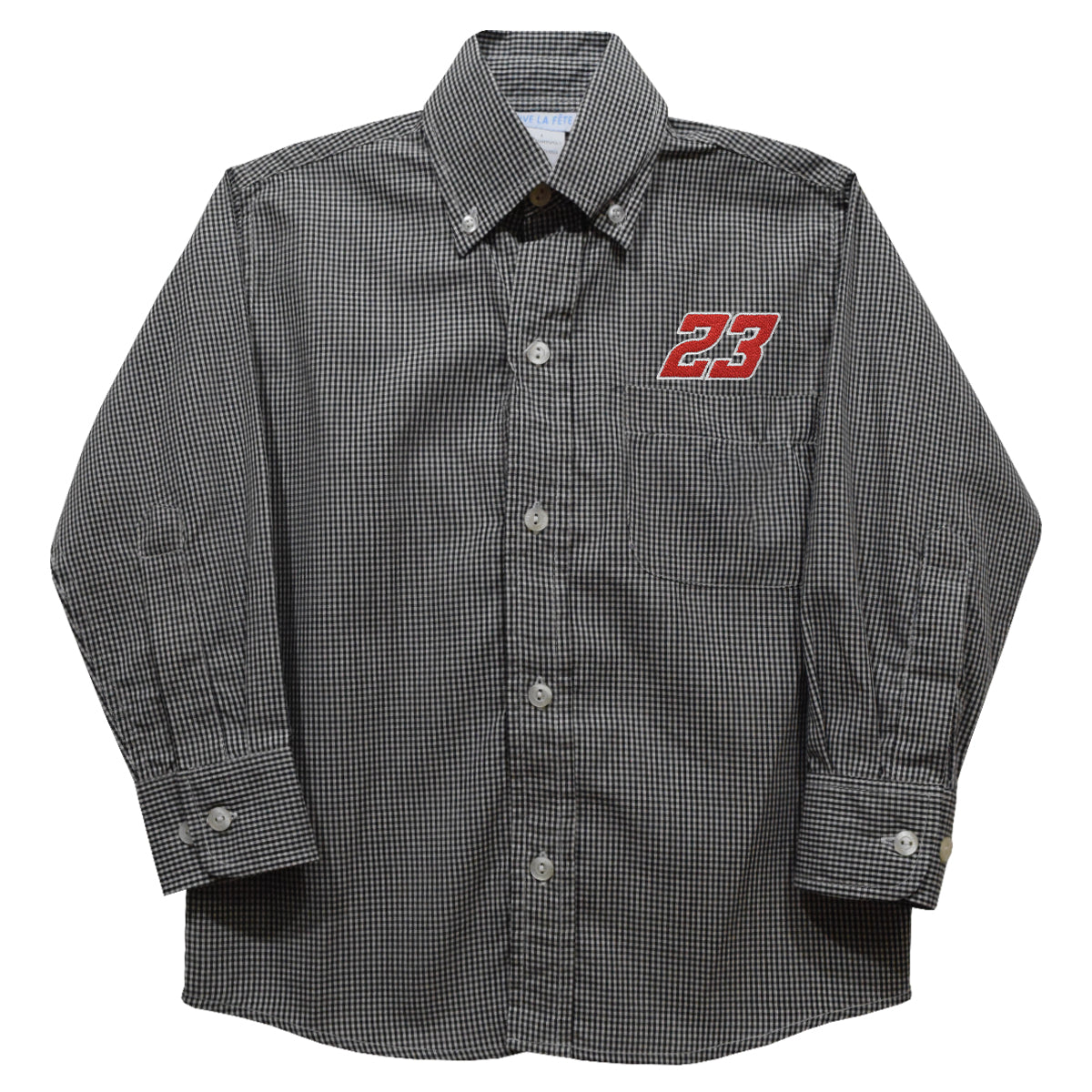 Bubba Wallace Vive La Fete Gingham Button Down Long Sleeve Shirt - Black