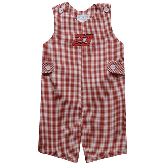 Bubba Wallace Vive La Fete Gingham Jon Jon Romper - Red