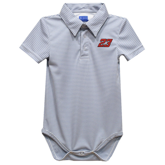 Bubba Wallace Vive La Fete Polo Pencil Stripe Bodysuit - Gray