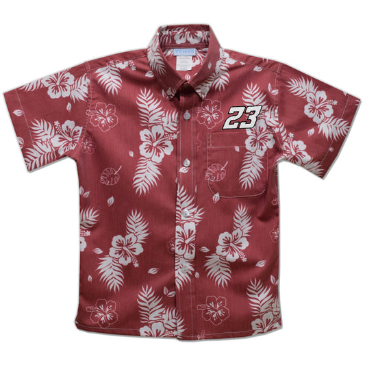 Bubba Wallace Vive La Fete Hawaiian Print Button-Down Shirt - Red