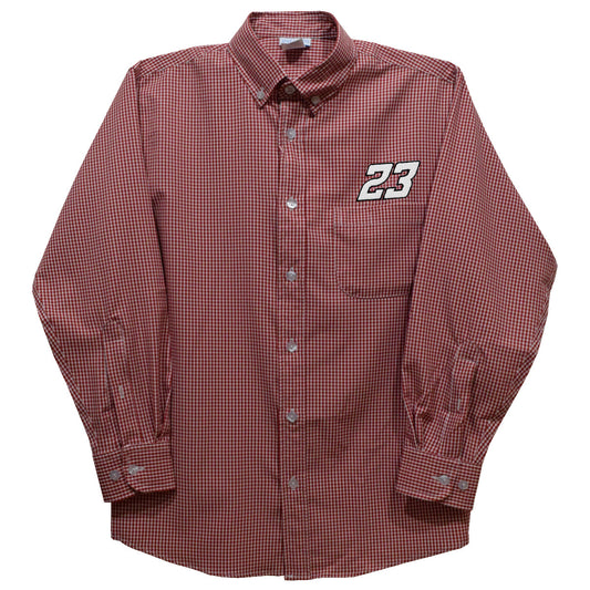 Bubba Wallace Vive La Fete Gingham Button Down Long Sleeve Shirt - Red